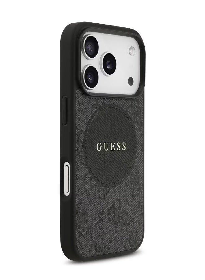 Guess MagSafe 4G PU Leather Case with Round Patch & Classic Logo for iPhone 17 Pro - Black - Image 4